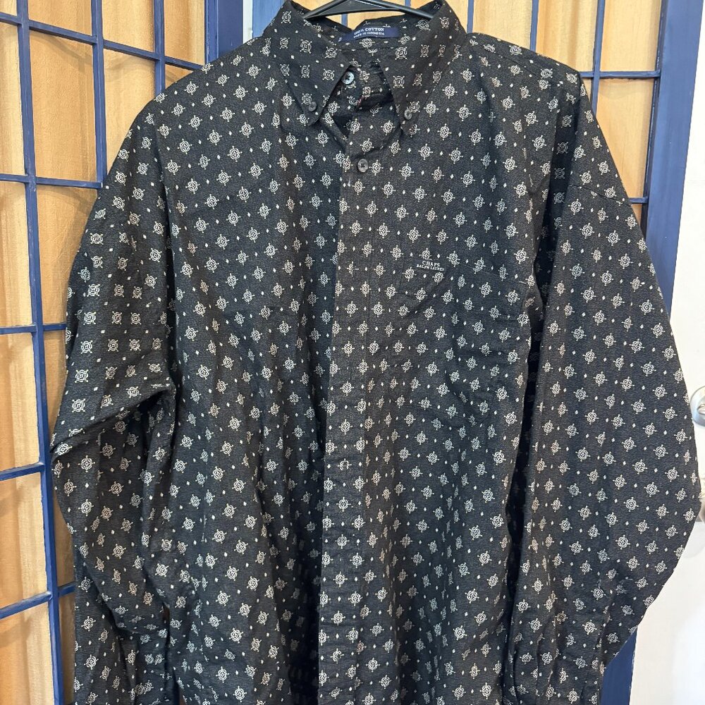 Vintage Chaps Ralph Lauren L Black Print Button Down